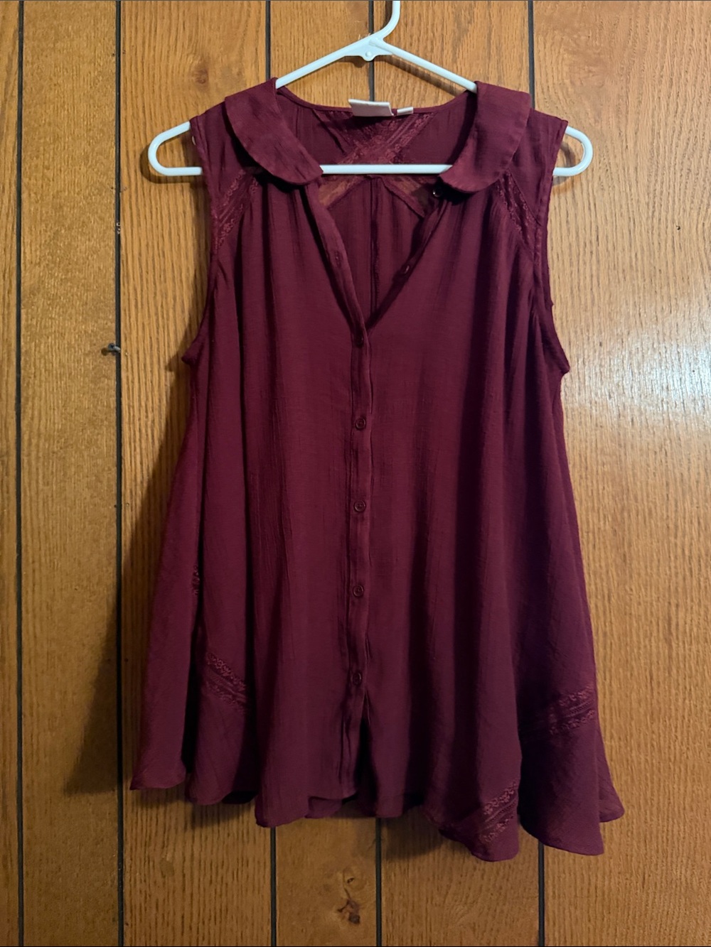 LC Lauren Conrad Burgundy Button-Front Sleeveless top